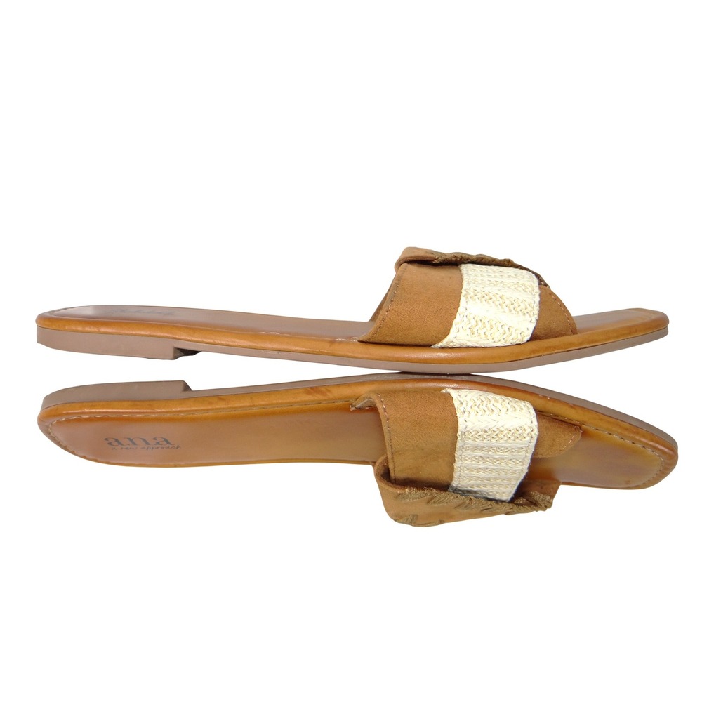 a.n.a a new approach Garth Womens‎ Tan Woven Strap Flat Slide Sandals Size 8M